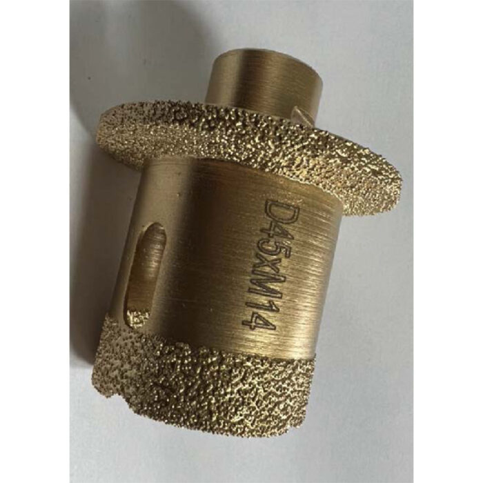 Vaccum brazed diamond core drill bit with 65 cap rim D45xM14, Diamond height 15mm, Total length 65mm